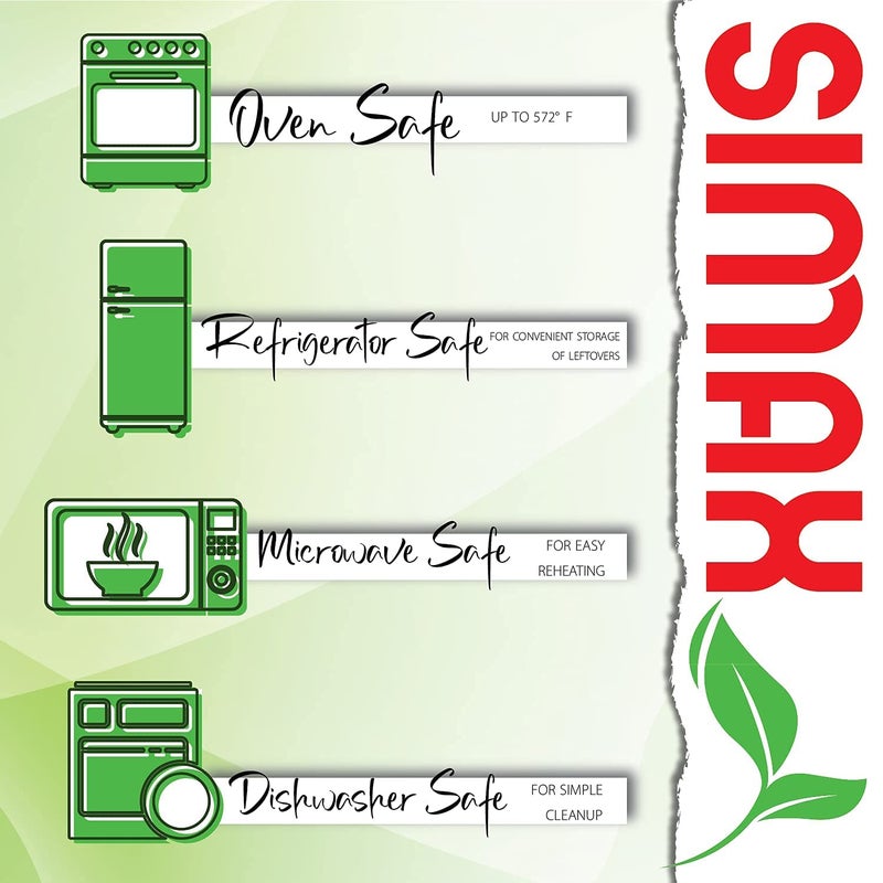 Simax Casserole Dish For Oven, 10 Ounce Mini Glass Baking Dish With Lid, Small, Personal Sized Bakeware and Cookware, Great for Storage, Microwave, Oven, And Dishwasher Safe Borosilicate Glass Dish - Image 2